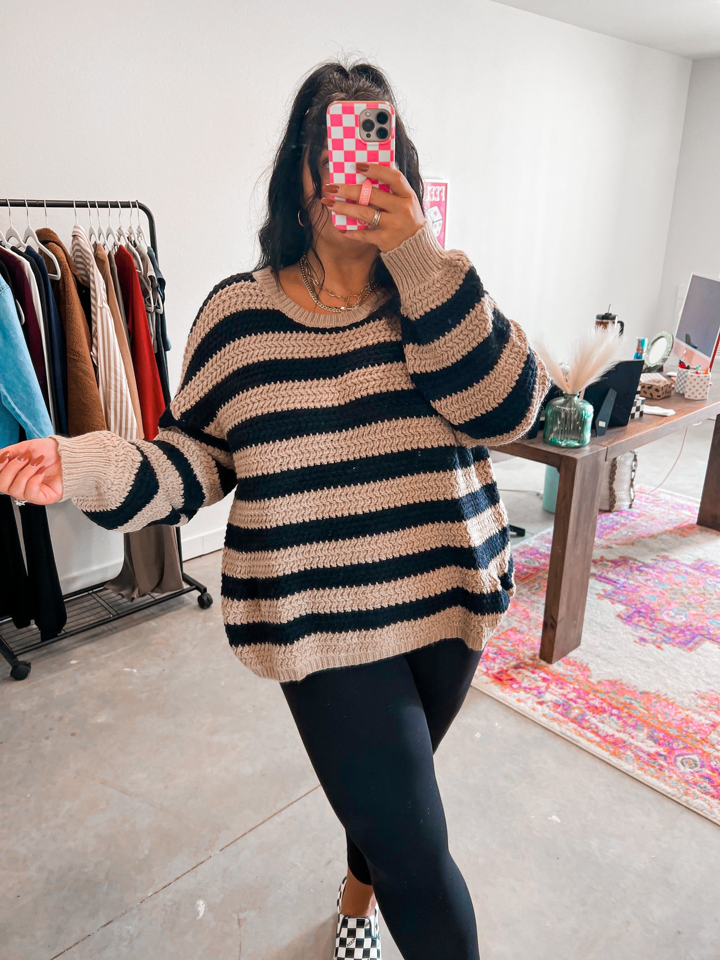 Chunky stripe knit sweater