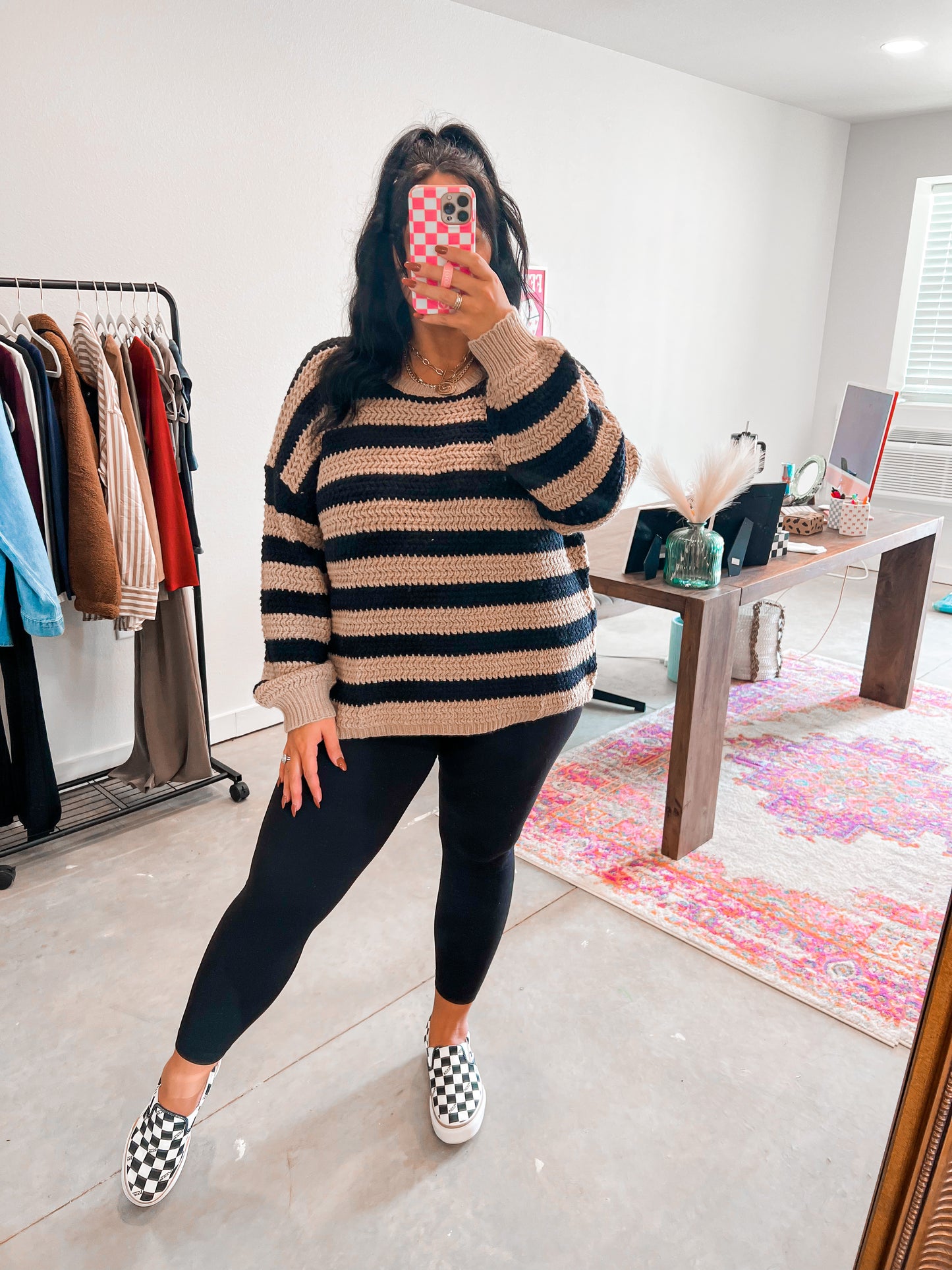 Chunky stripe knit sweater