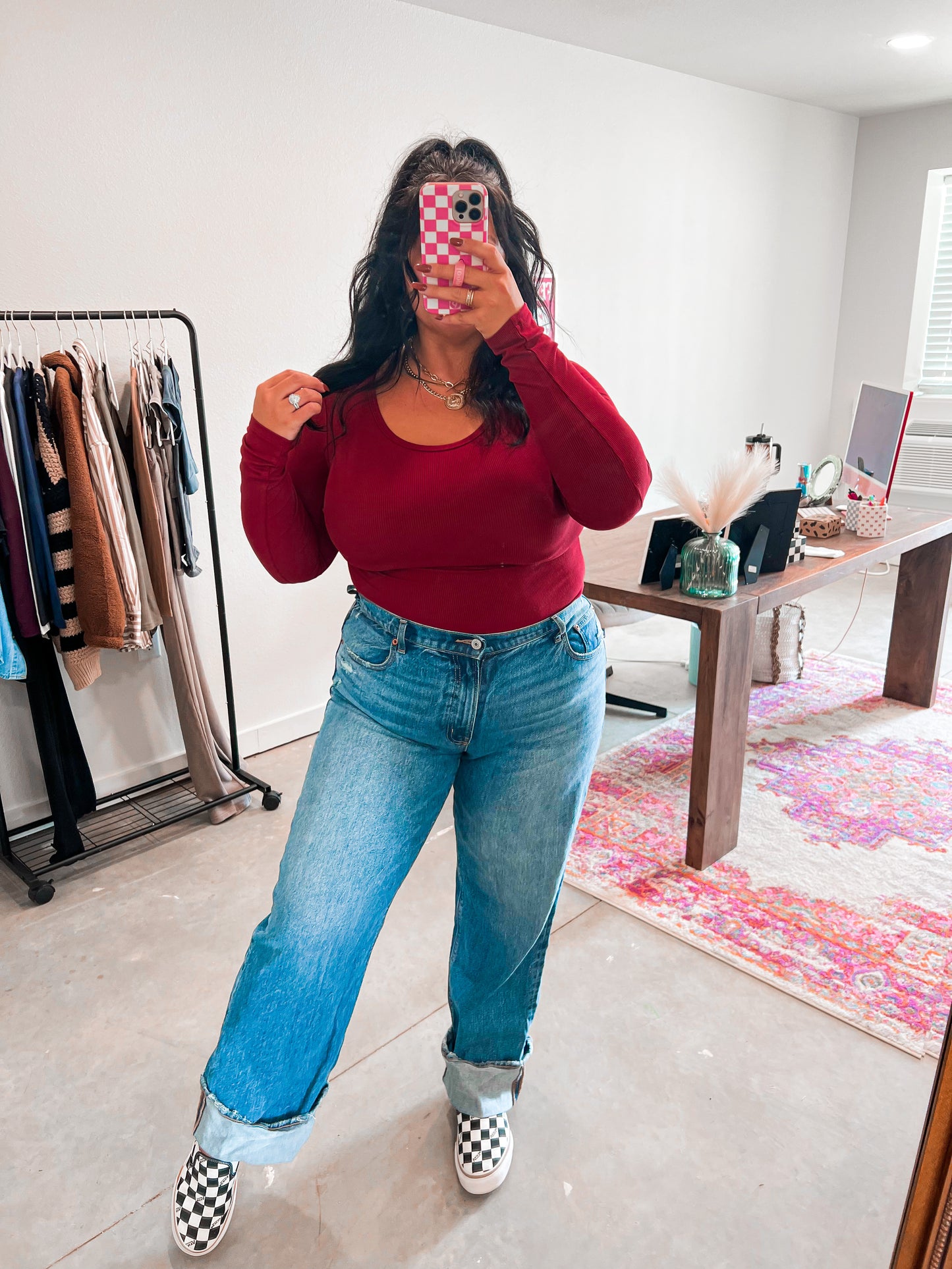 Burgundy Ribbed Body Suit