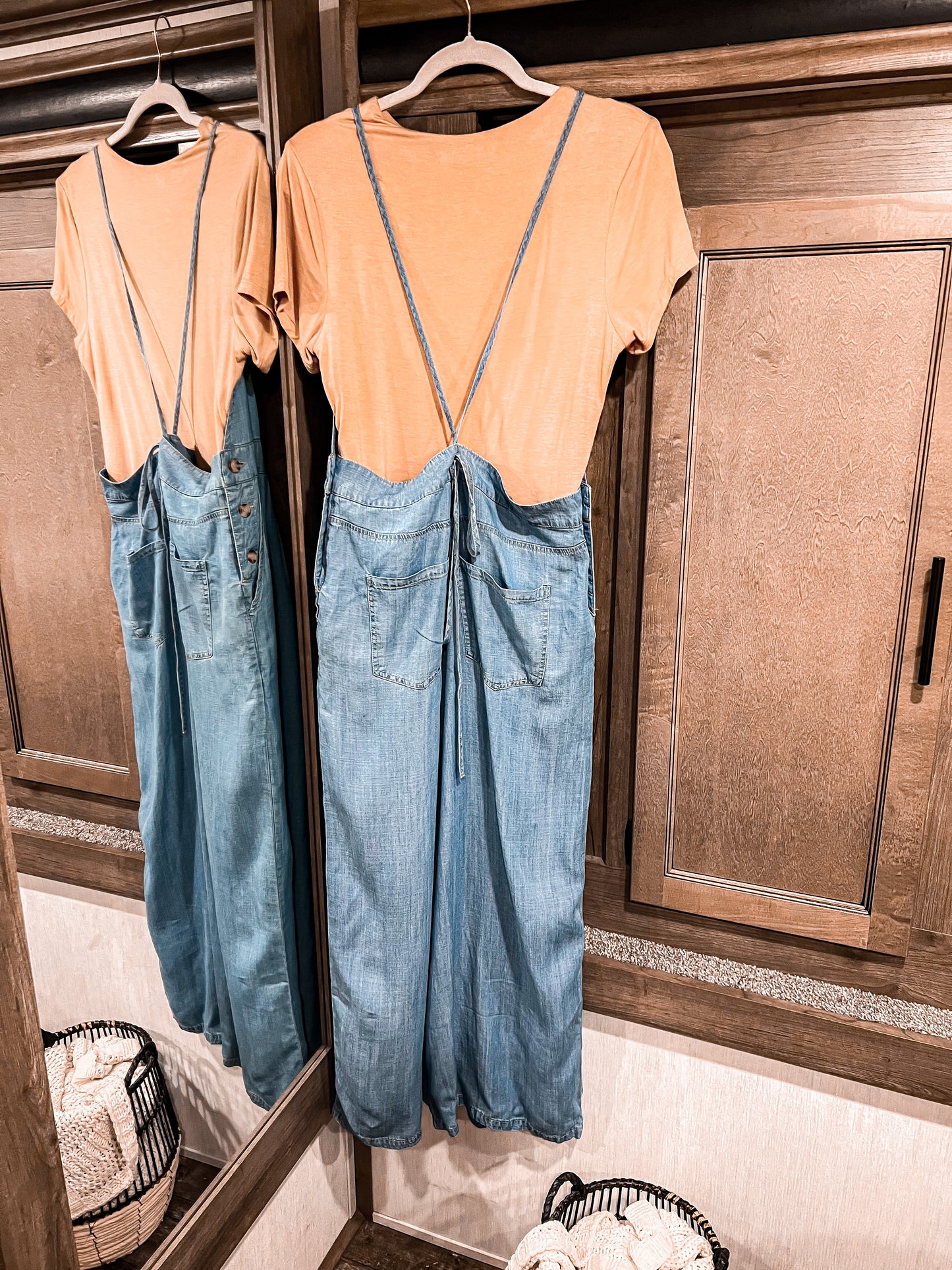 Blue Jean Wide Leg Overalls