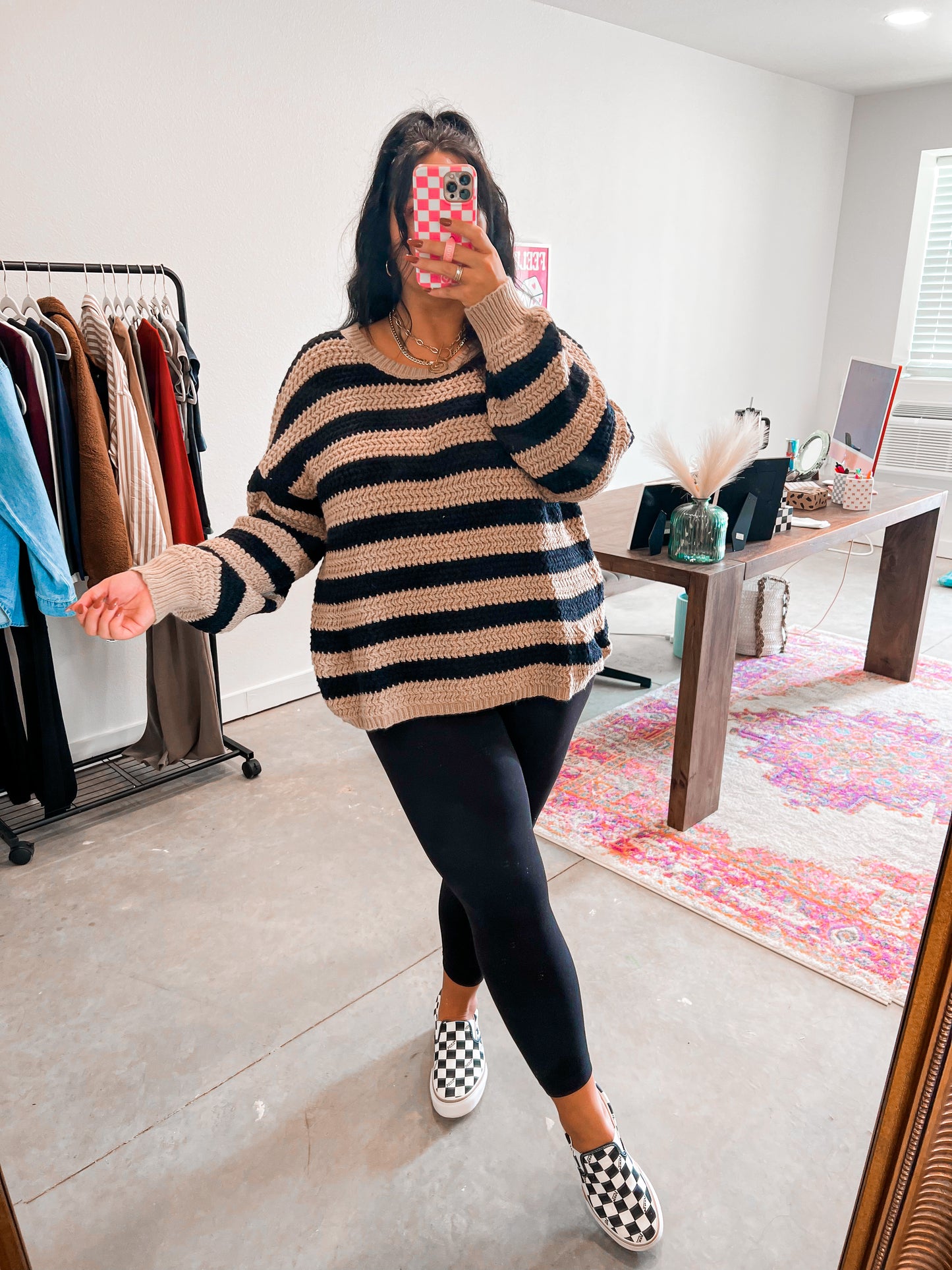 Chunky stripe knit sweater